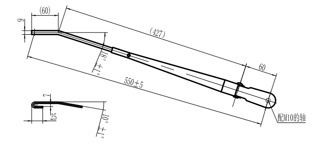 GBXX04 550mm Single flat rod wiper arm