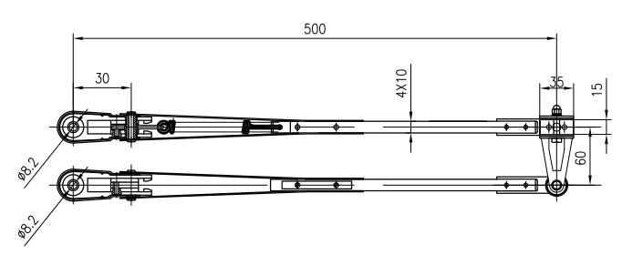 GBSG40B1 Small Double Bar wiper arm
