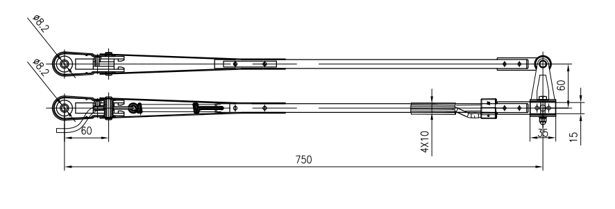 GBSG40H Small Double Bar wiper arm