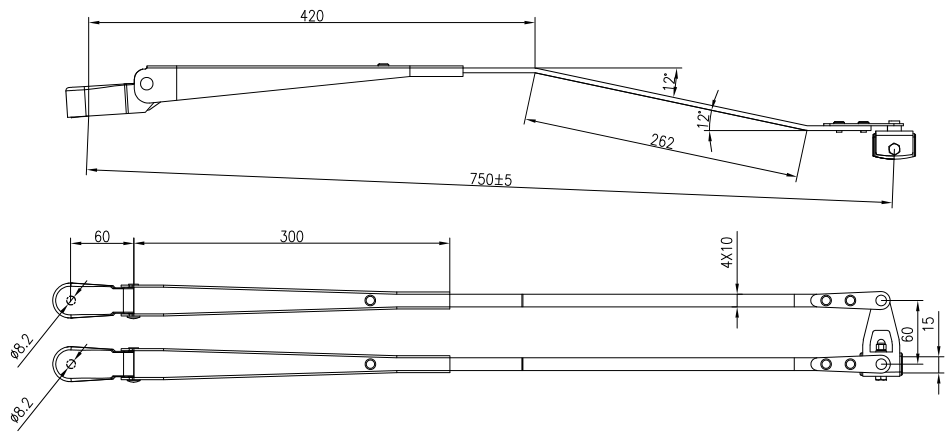 GBSG40E 750mm Sall size Double bar wiper arm