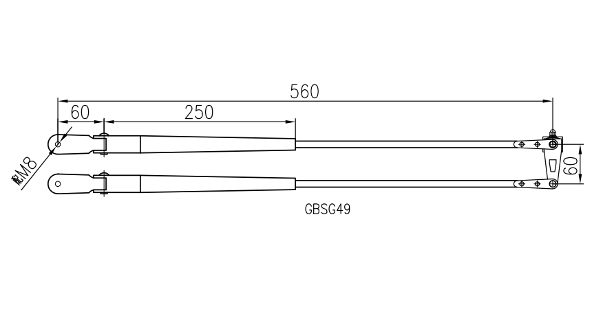 GBSG48 Small Double Bar wiper arm